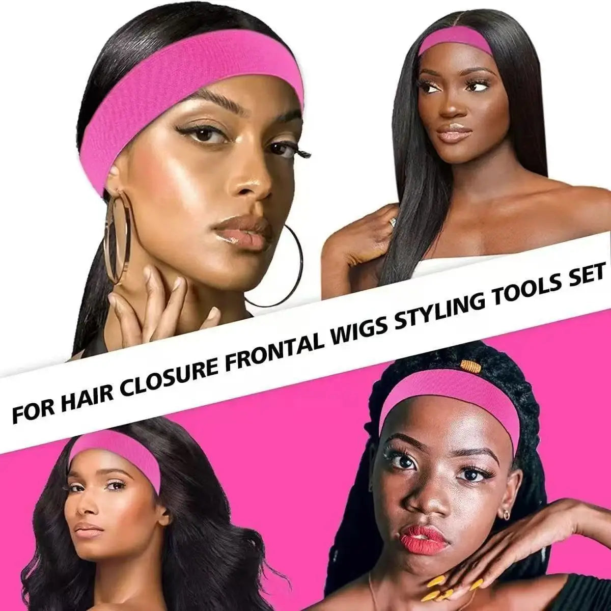 Wig Human Hair Wigs, 5 Piece Wig Band Lace Melting Band Adjustable Wig Elastic Bands Wigs in Place