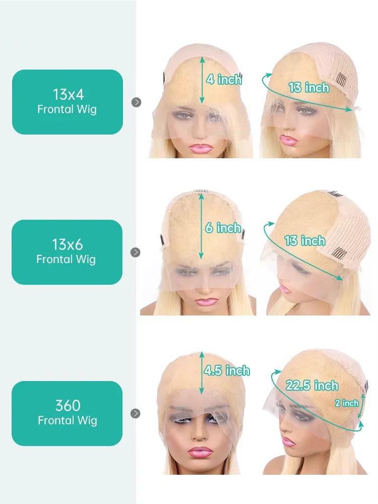 13x4 13x6 360 HD Transparent 613 Lace Frontal Wig Honey Blonde Color Brazilian Raw Body Wave Lace Front Human Hair Wig For Women