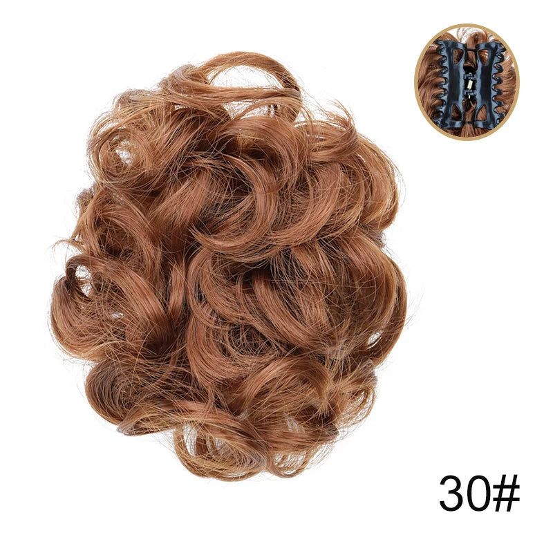 Synthetic Messy Wigs Bun Hair Chignon Updo Claw Clip Hair Extension and Accessories Short Curly Wavy Black Blonde Hairpiece for Women of Hair Wig