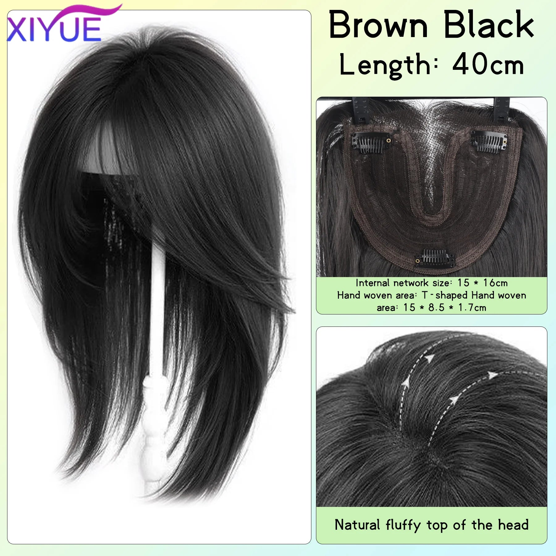 Synthetic Long Straight Layered Wigs Hair Clip in Hair Extensions and Accessories Natural Fluffy Head Top Fake Hair Piece with Bang Clip for Women Wig Daily Use