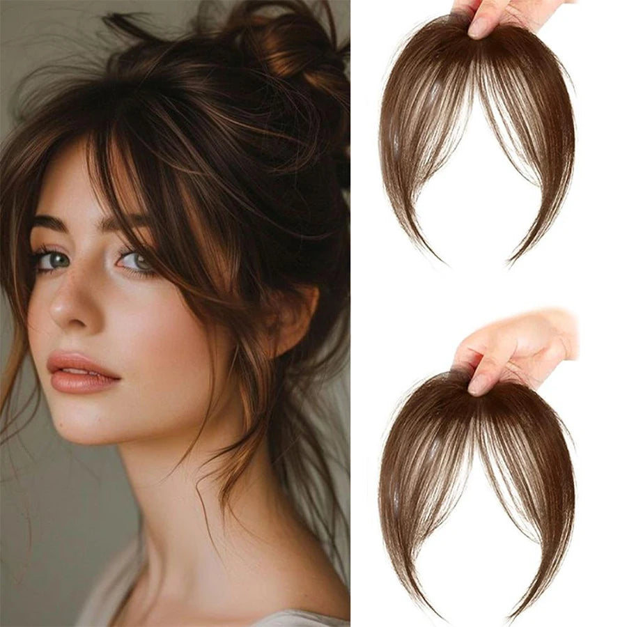 Eight Character French Bangs Wig Piece Female Synthetic BB Clip Fluffy Top Reissue Eight Character Bangs Thin Invisible Hairpins for Women Hair Wigs
