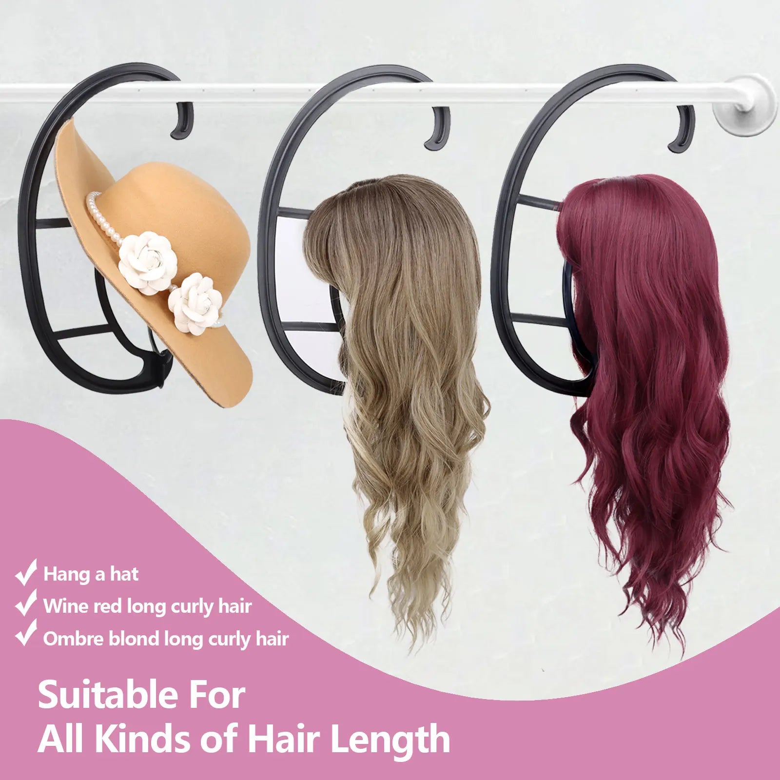 Wig Hanger Portable Hanging Wigs Stand for Hair Wigs and Hats Collapsible Wig Dryer Durable Wig Hanging stand Collapsible Wig
