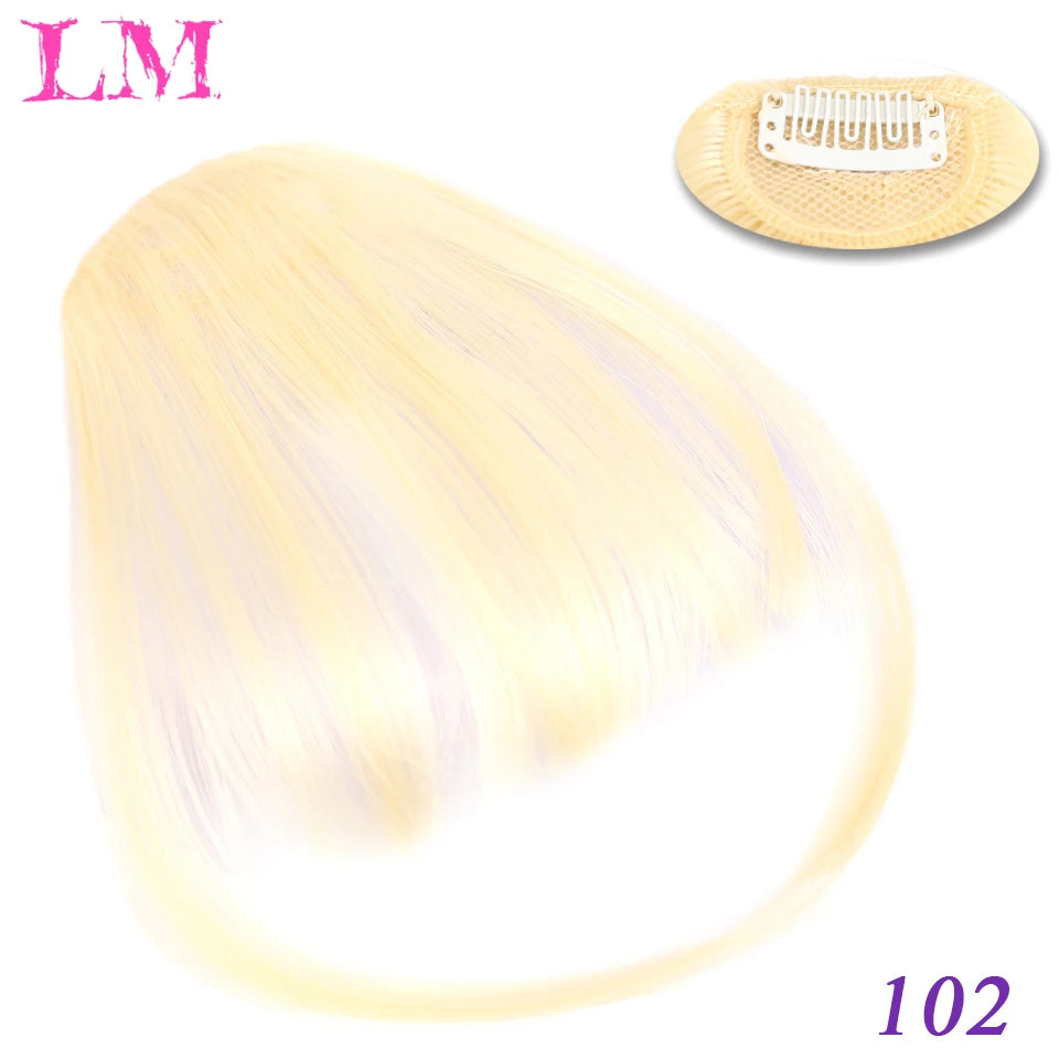 LM Curly Straight Hair Wigs Bangs Clip Natural Hair Style Black Dark Brown Light Brown Synthetic Heat-Resistant Fiber Suitable For Women Wig