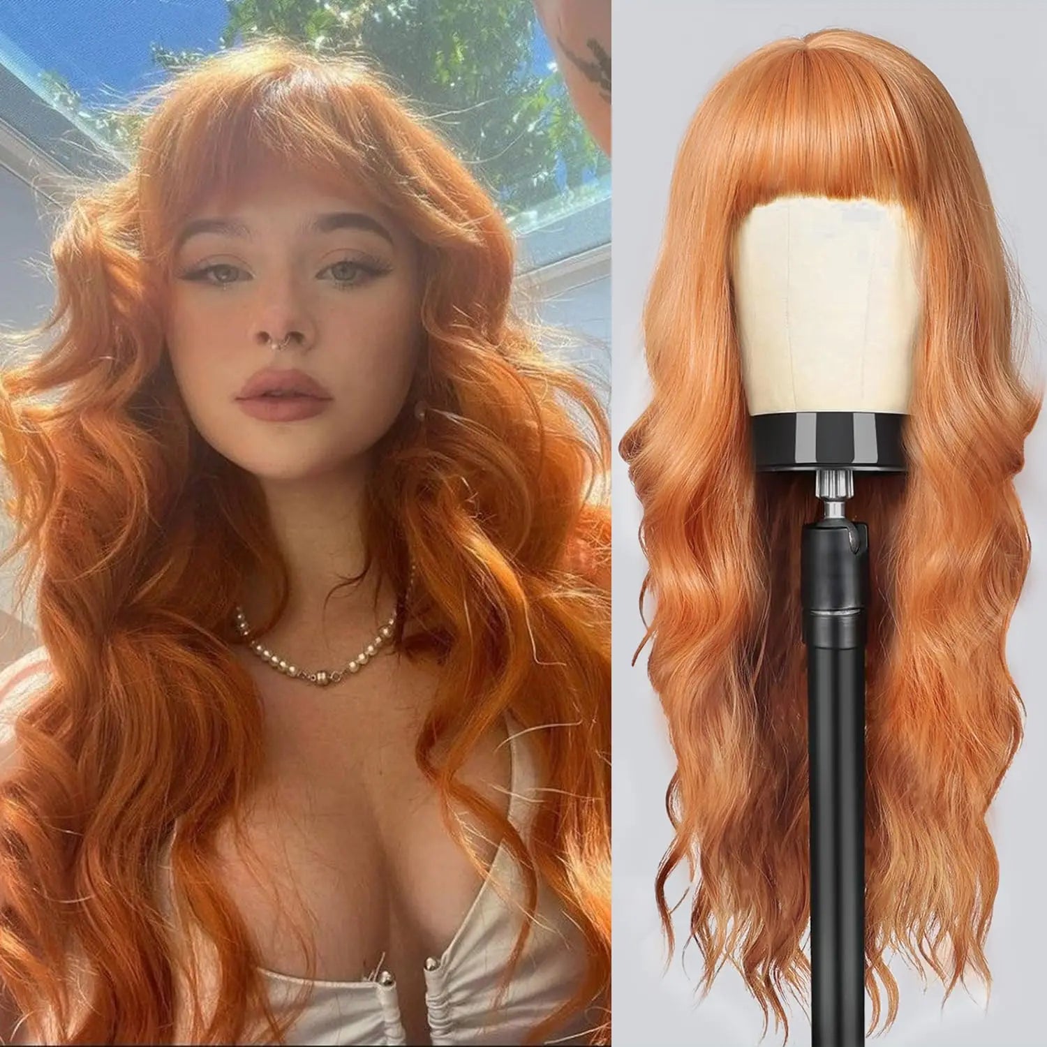 Gray long curly hair style synthetic wig with big waves, Halloween cosplay wigs, daily wig, high-temperature hair fiber wig set