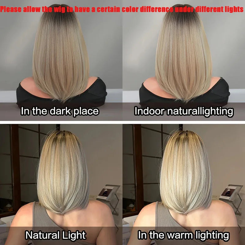 Short bob wig, medium-parted styling, heat-resistant synthetic fiber, women's daily Hair Wigs Extension and Accessories