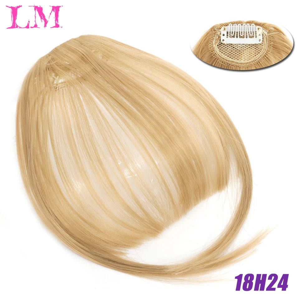 LM Curly Straight Hair Wigs Bangs Clip Natural Hair Style Black Dark Brown Light Brown Synthetic Heat-Resistant Fiber Suitable For Women Wig