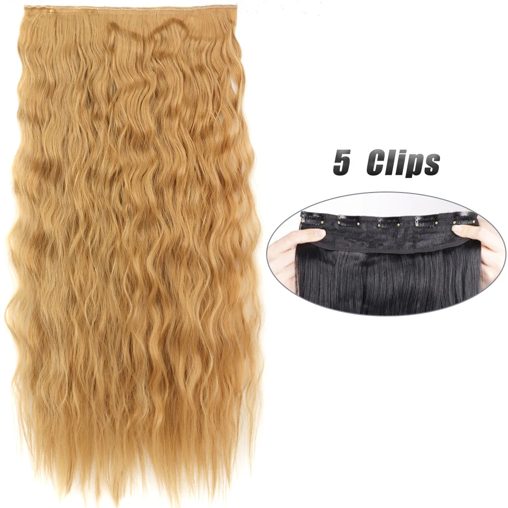 Synthetic Wig 5 Clip In Hair Accessories and Extensions Long Straight Wigs Hair Style Hairpiece Black Brown Blonde 80CM Natural Fake Hair For Women