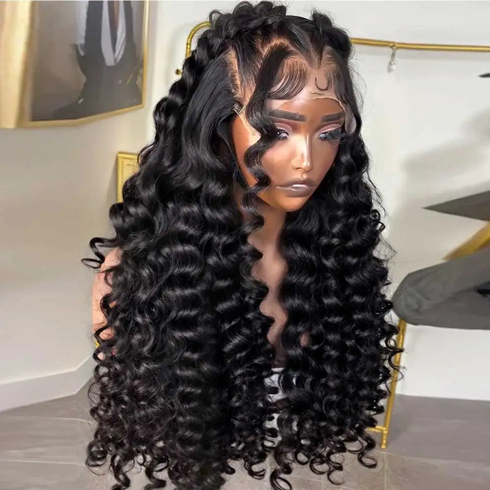 13x6 Wig HD Lace Loose Deep Wave Frontal Hair Style Wigs 40 42 Inch Deep Curly Lace Front Human Hair Wigs Preplucked Glueless Wig Human Hair