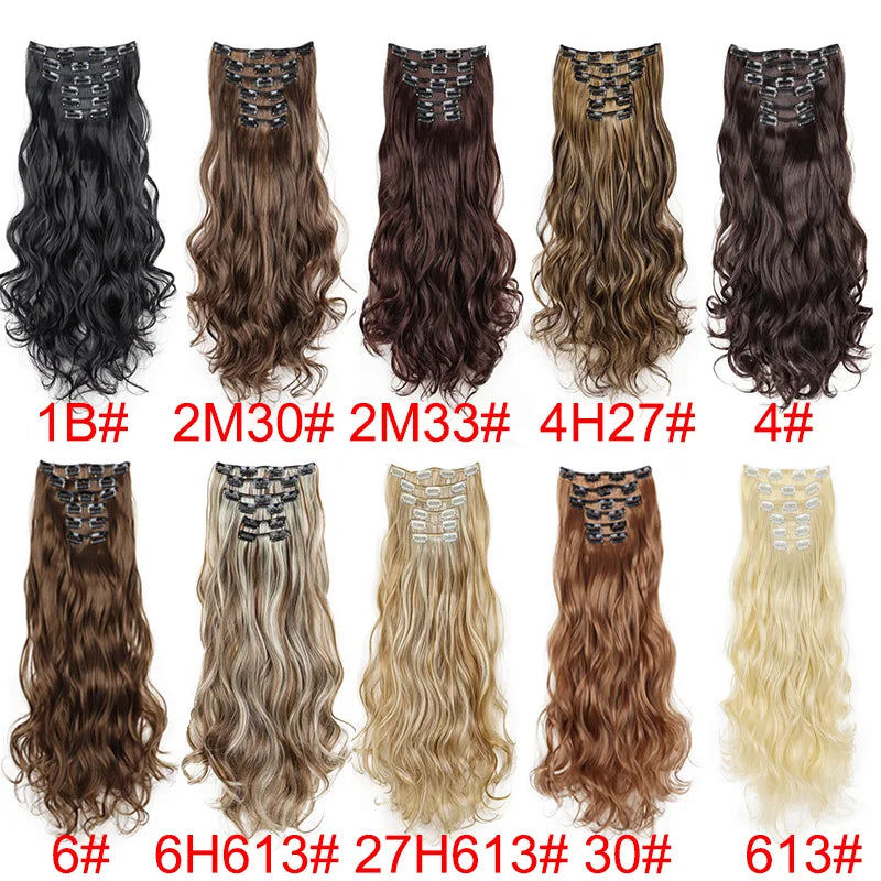 WIGSIN 24Inch Synthetic  Long Wavy Curly Clip-In Hair Extensions Hairpieces Daily Hair Accessories and Extension Women
