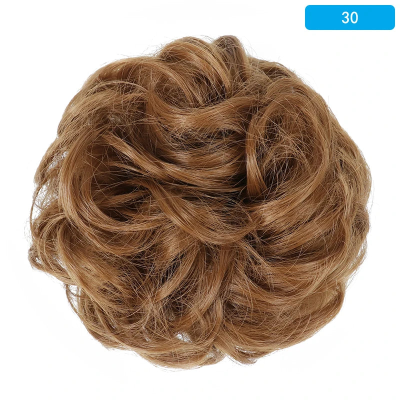 AZQUEEN Messy Bun Hair Extension Synthetic Elastic Band Curly Wave Chignon Scrunchies Donut Updo Hairpiece For Women
