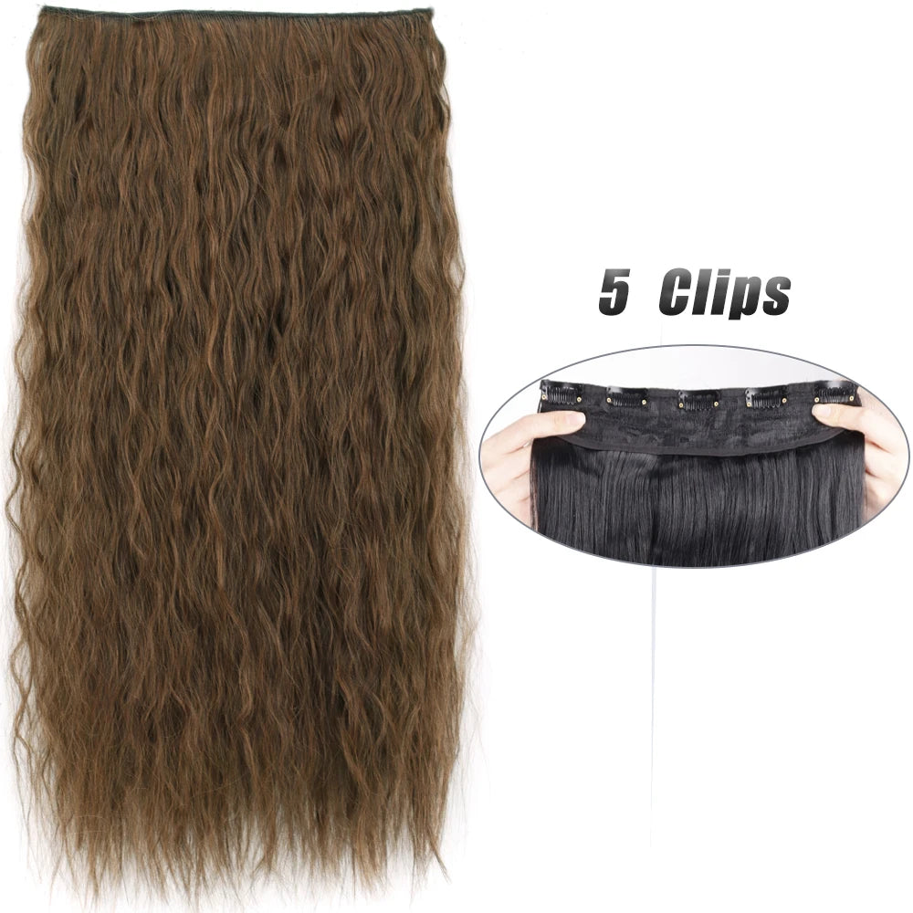 Synthetic Wig 5 Clip In Hair Accessories and Extensions Long Straight Wigs Hair Style Hairpiece Black Brown Blonde 80CM Natural Fake Hair For Women