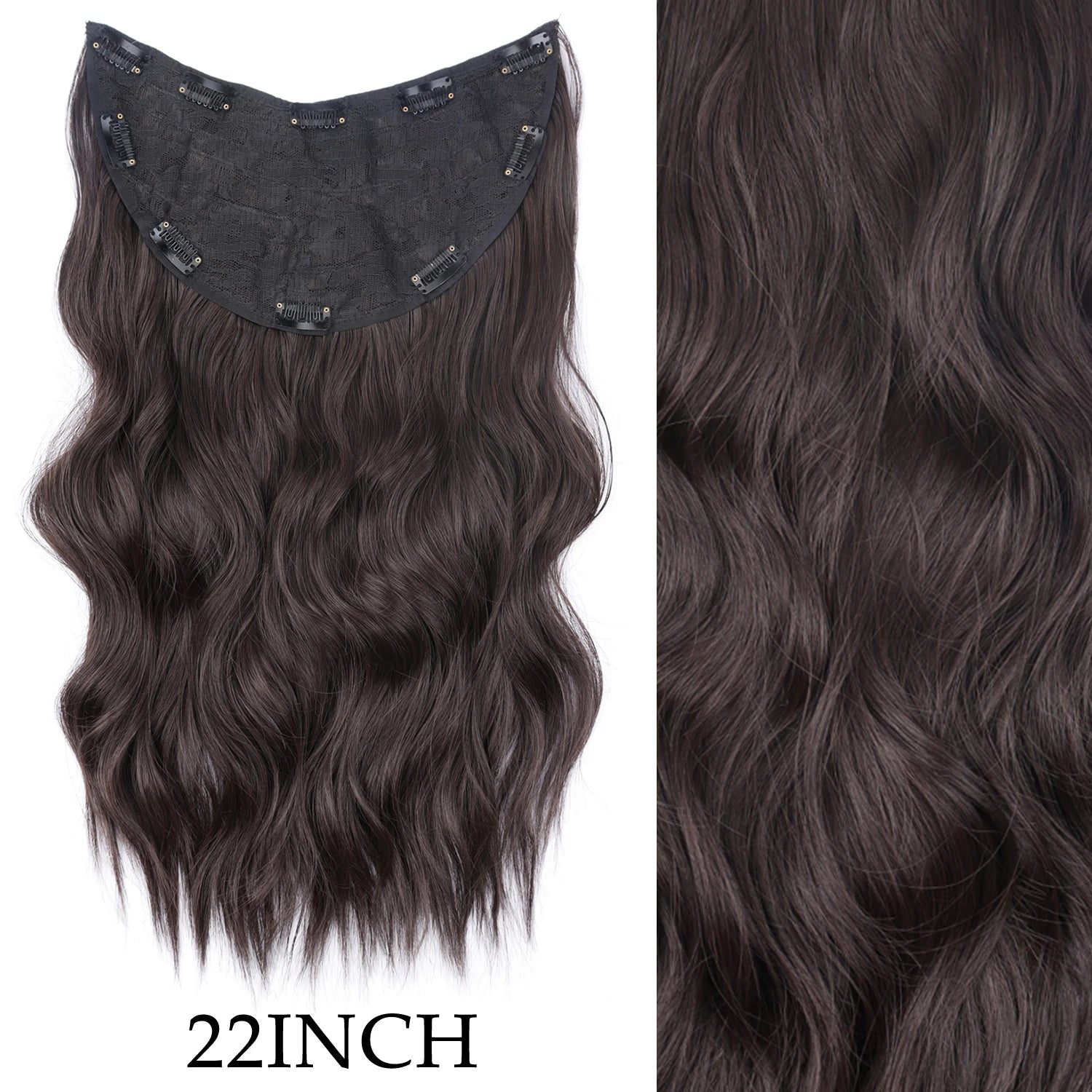 7Pcs/Set 16 Clips Wig Hair Accessories Extension Black Long Straight Natural Hair Wigs Ombre Hairpiece Heat Resistant Fiber For Women Hair Style