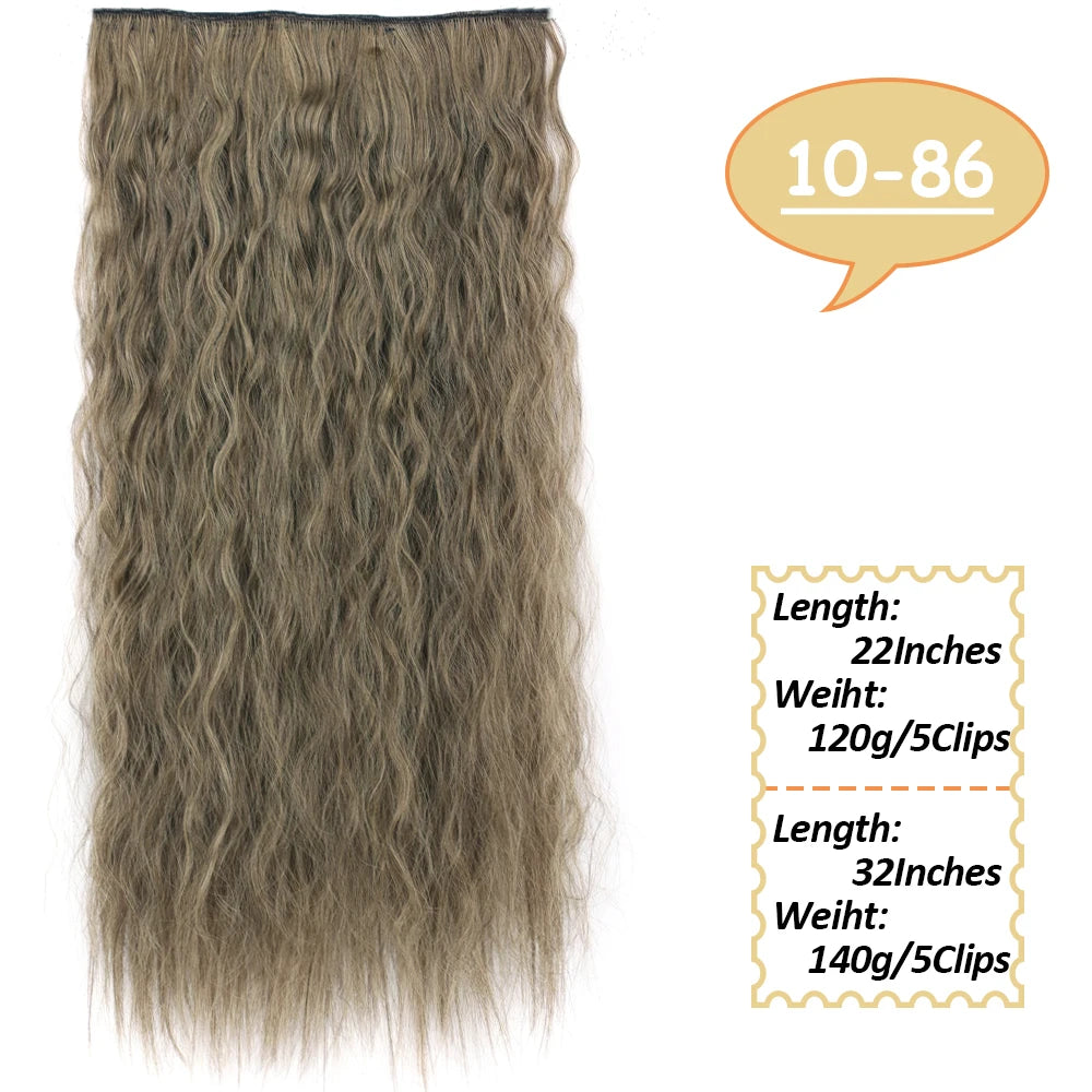 NICESY Synthetic Long Wavy 5 Clips Hair Extensions 22Inch/32Inch Clip On Hair Extensions High Tempreture Fake For Women
