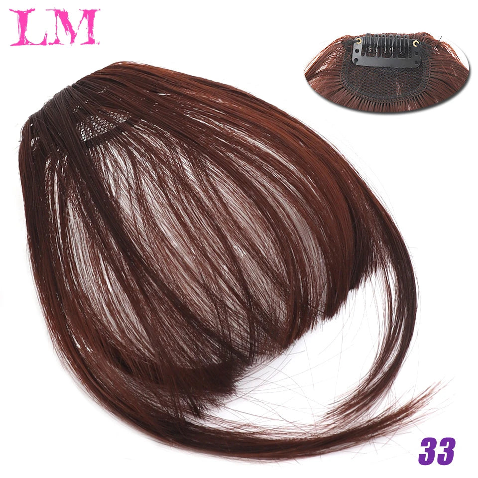 LM Curly Straight Hair Wigs Bangs Clip Natural Hair Style Black Dark Brown Light Brown Synthetic Heat-Resistant Fiber Suitable For Women Wig