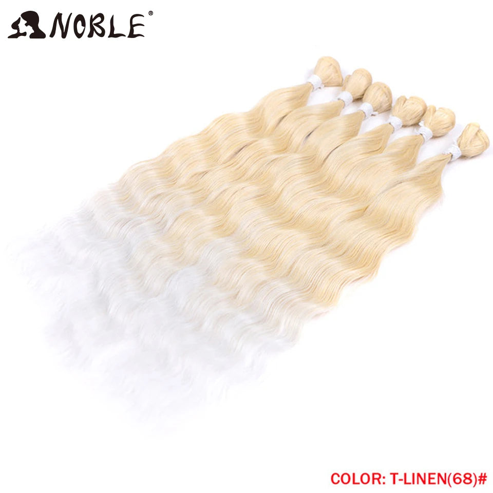 Noble Hair Wigs Water Wave Hair Bundles Synthetic Hair Extensions and Accessories Ombre Blonde Hair Weave Bundles 6Pcs/Pack 20 Inch Wig Hair Extensions