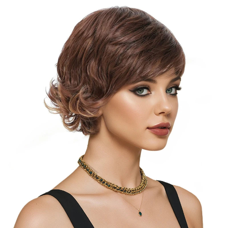 Wig for women, natural full head style, curly hair wigs short curly hair, hair cover Synthetic fiber wig