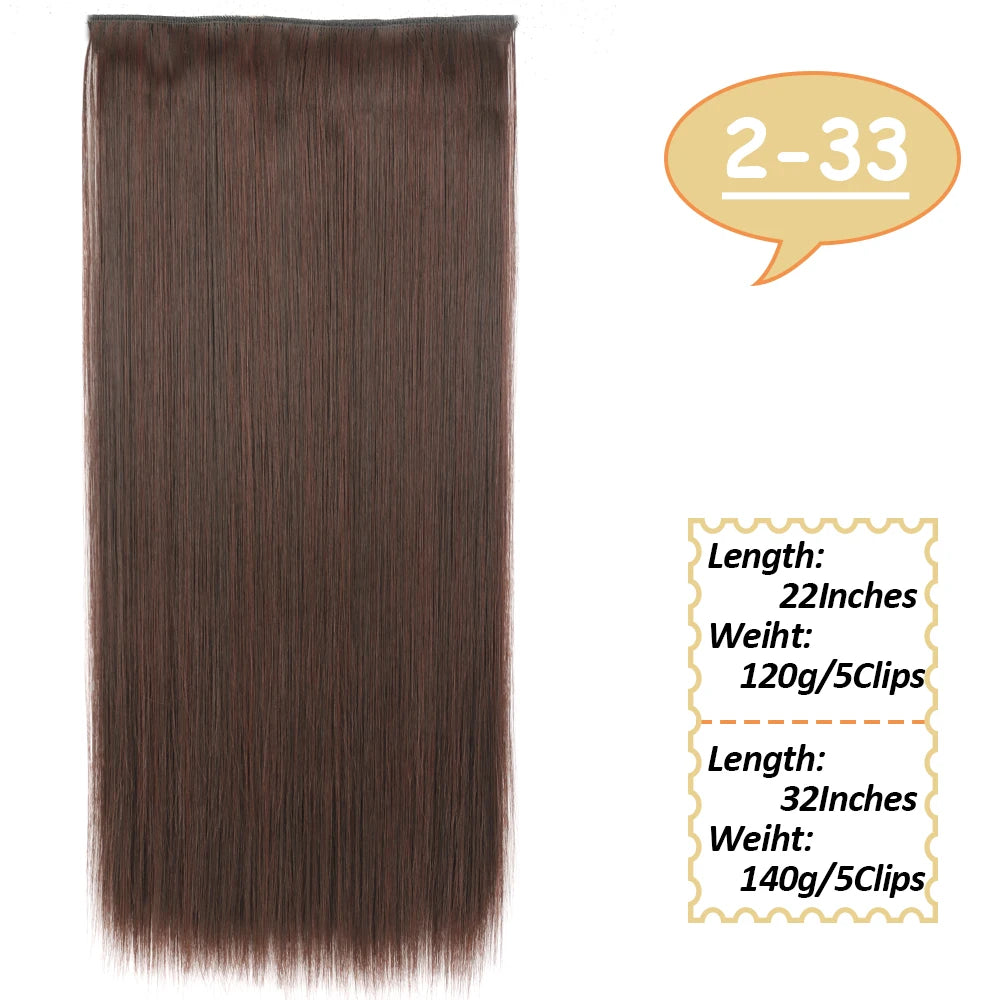 NICESY Synthetic Long Wavy 5 Clips Hair Extensions 22Inch/32Inch Clip On Hair Extensions High Tempreture Fake For Women