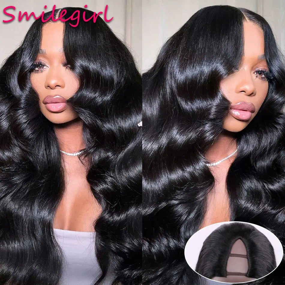 New Brand 250% Density Natural Black Body Wave V Part Wig Human Hair Gluelesss Upgrade U Part Wigs for Black Women Human Hair