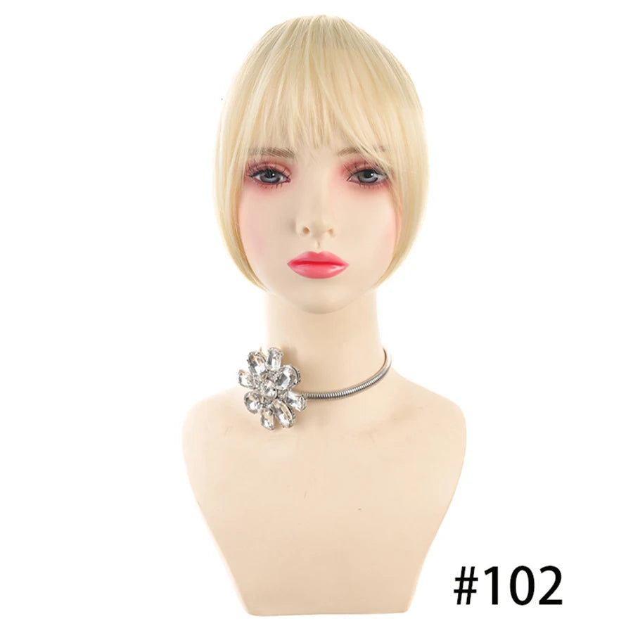 Eight Character French Bangs Wig Piece Female Synthetic BB Clip Fluffy Top Reissue Eight Character Bangs Thin Invisible Hairpins for Women Hair Wigs