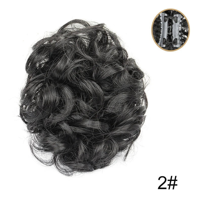 Synthetic Messy Wigs Bun Hair Chignon Updo Claw Clip Hair Extension and Accessories Short Curly Wavy Black Blonde Hairpiece for Women of Hair Wig