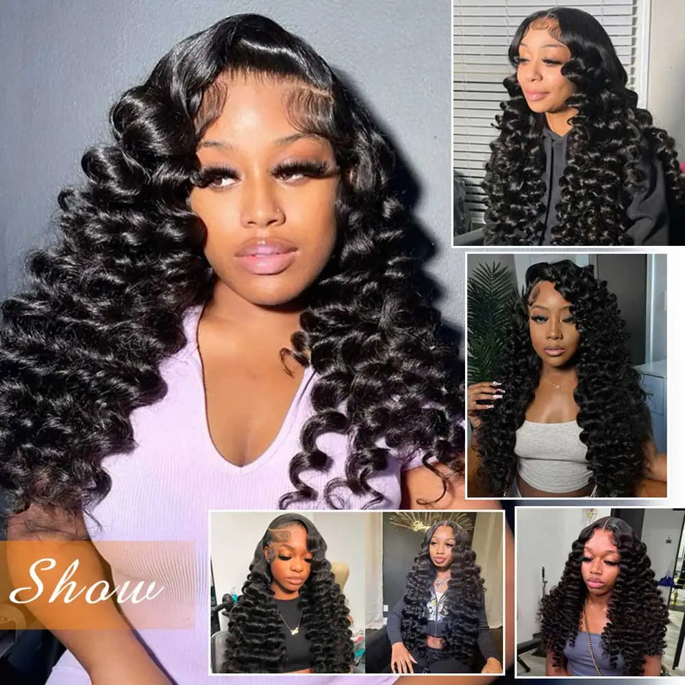 13x6 Wig HD Lace Loose Deep Wave Frontal Hair Style Wigs 40 42 Inch Deep Curly Lace Front Human Hair Wigs Preplucked Glueless Wig Human Hair