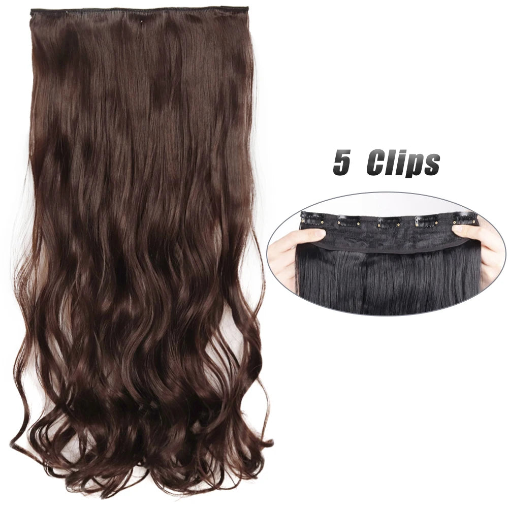 Synthetic Wig 5 Clip In Hair Accessories and Extensions Long Straight Wigs Hair Style Hairpiece Black Brown Blonde 80CM Natural Fake Hair For Women