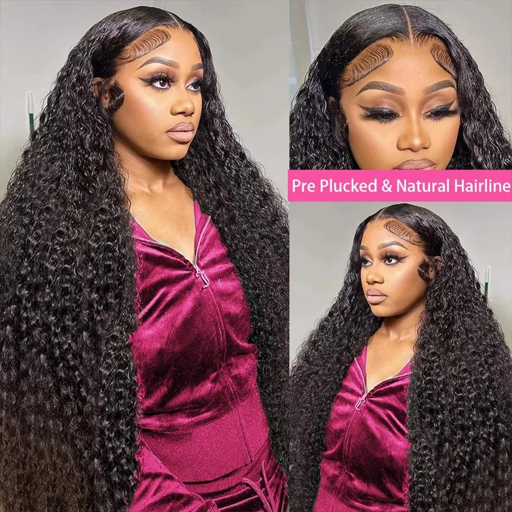 13x6 Wig Glueless 250 Density Brazilian Deep Wave Curly Hair Style Wigs HD Lace Frontal 100% Human Hair Wigs For Women Preplucked Best Hair Water Wig