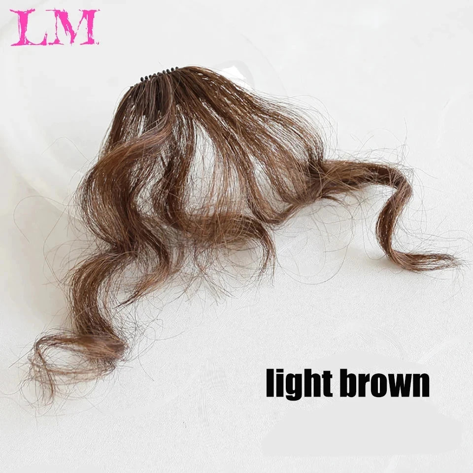 LM Curly Straight Hair Wigs Bangs Clip Natural Hair Style Black Dark Brown Light Brown Synthetic Heat-Resistant Fiber Suitable For Women Wig