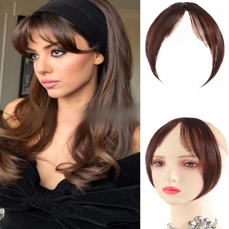 Eight Character French Bangs Wig Piece Female Synthetic BB Clip Fluffy Top Reissue Eight Character Bangs Thin Invisible Hairpins for Women Hair Wigs