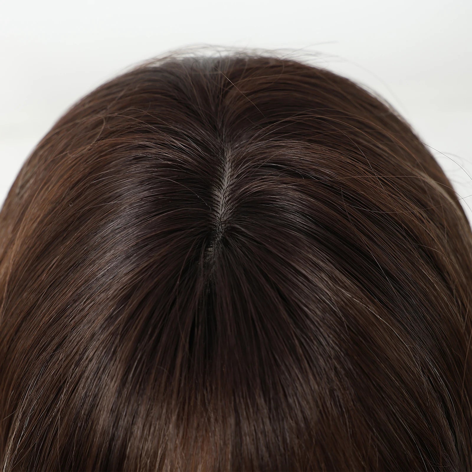 ALAN EATON Long Brown Highlight Synthetic Wig Layered Straight Hair Style Wigs Realistic Fake Hair for Daily Wear High Temperature Wigs