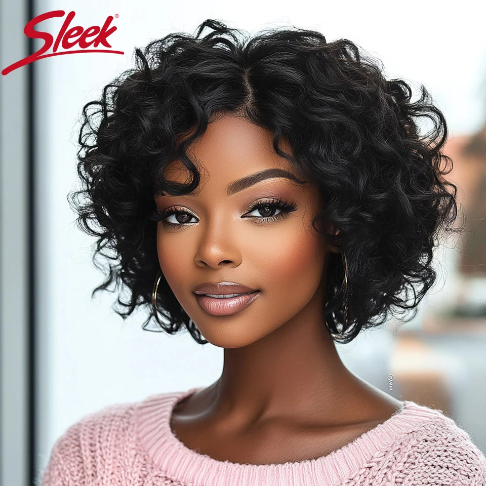 Sleek Bodywave Human Hair Wigs For Women Short Pixie Cut Lace Wig 100% Real Brazilian Body Wave Lace Wigs With Baby Hair Style