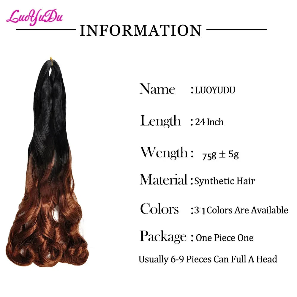 French Curly Braiding Hair Wigs Pre Stretched Bouncy Braiding Wig Hair Easy Braid Curl Braids, Lightweight Synthetic Wavy Hair Accessories and Extensions for Women