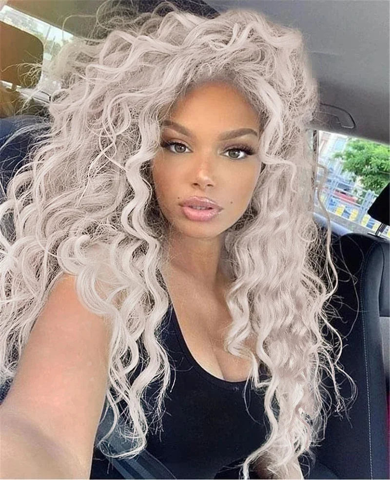 Womens Wig Long Synthetic Hair Ombre Blonde Curly Hair Wigs Female Natural Wavy Drag Queen Regular Wig 80s Gradient Hair Style Wigs for Student