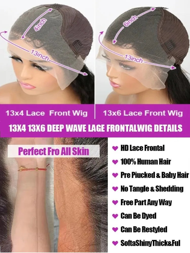 40 42 Inch Straight Human Hair Wigs 13x4 13x6 HD Lace Frontal Wig Human Hair Bone Straight Glueless 5*5 Lace Closure Wigs