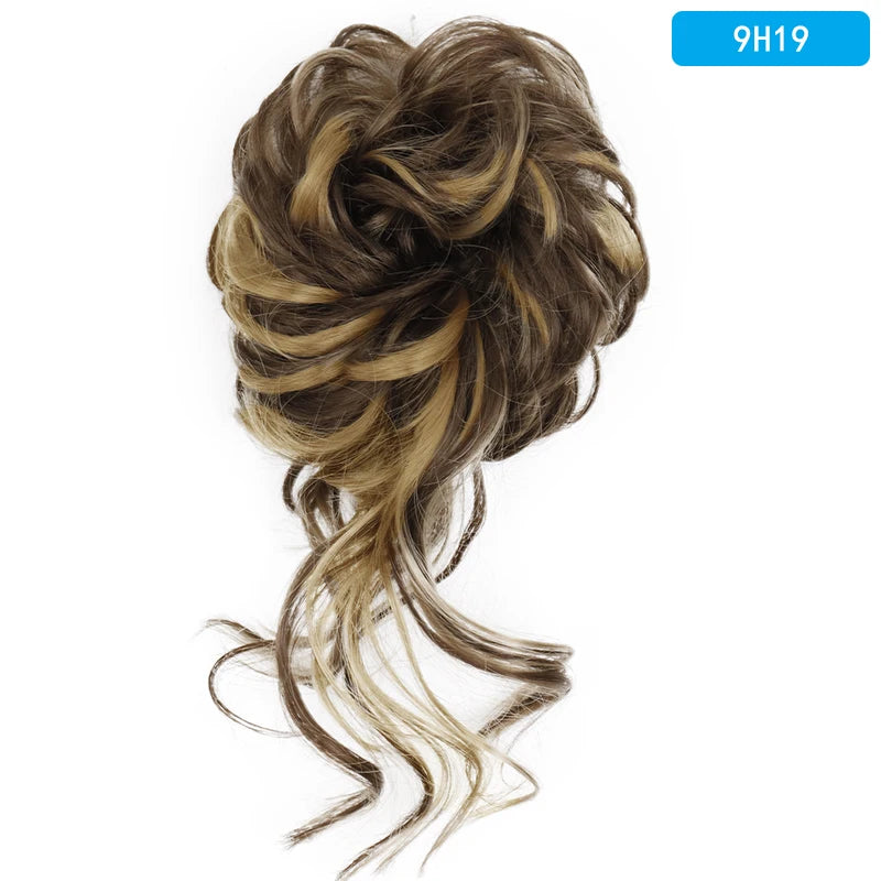 AZQUEEN Messy Bun Hair Extension Synthetic Elastic Band Curly Wave Chignon Scrunchies Donut Updo Hairpiece For Women