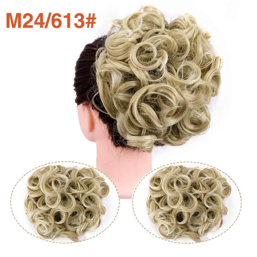 Leeons Syntheic Chignon Hair Wigs piece Curly Bun Hair Extensions and Accessories Scrunchie Updo Hair Pieces Combs In Messy Bun Hair Piece For Women Wig