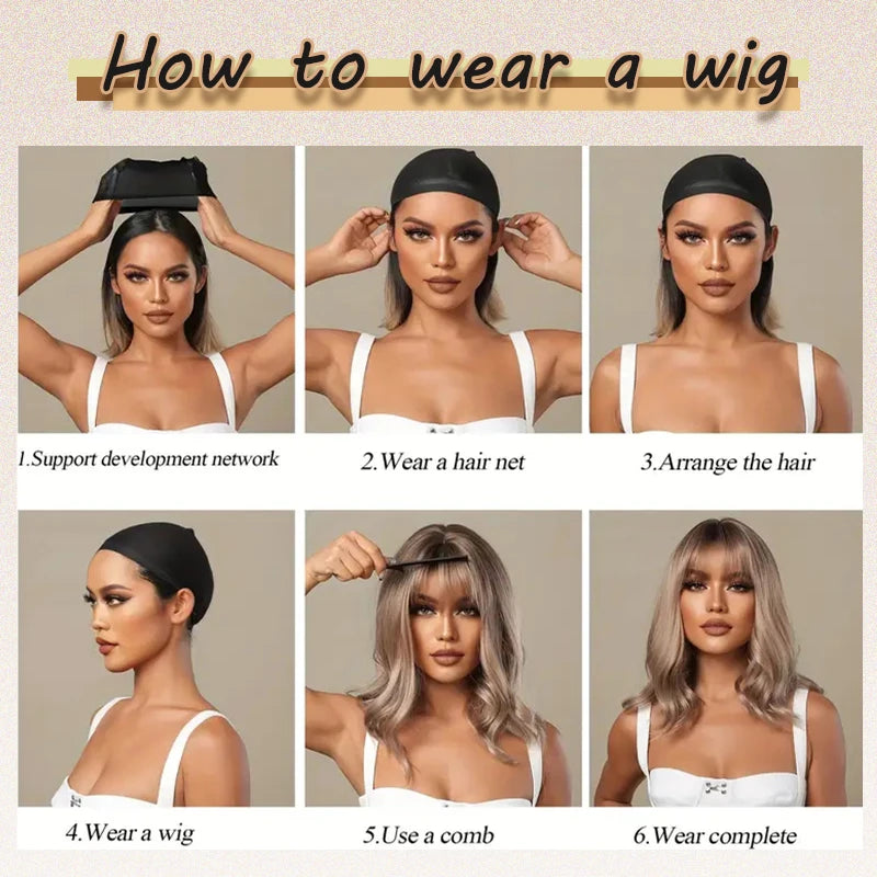 WIGSIN 12Inch Wig Synthetic Platinum Blonde Highlight Short Wace Curly Hair Wigs