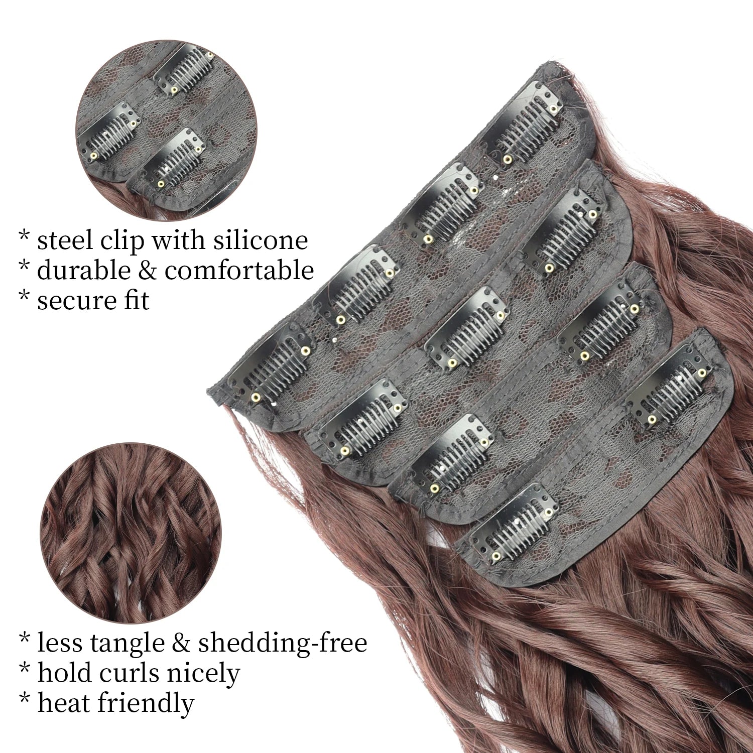 Wig 4Pcs/Set Clip In Hair Accessories and Extensions Synthetic Long Curly Wave Hair Wigs Brown Blonde Black Fake Hairpiece For Women Daily Use