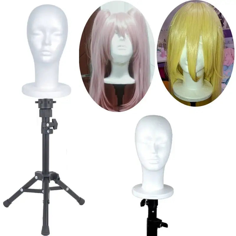 Wig Stands Female Mannequin Head with Tripod Stand Model Practical Dummy Foam Head Lightweight Durable Portable Hair Wigs Head