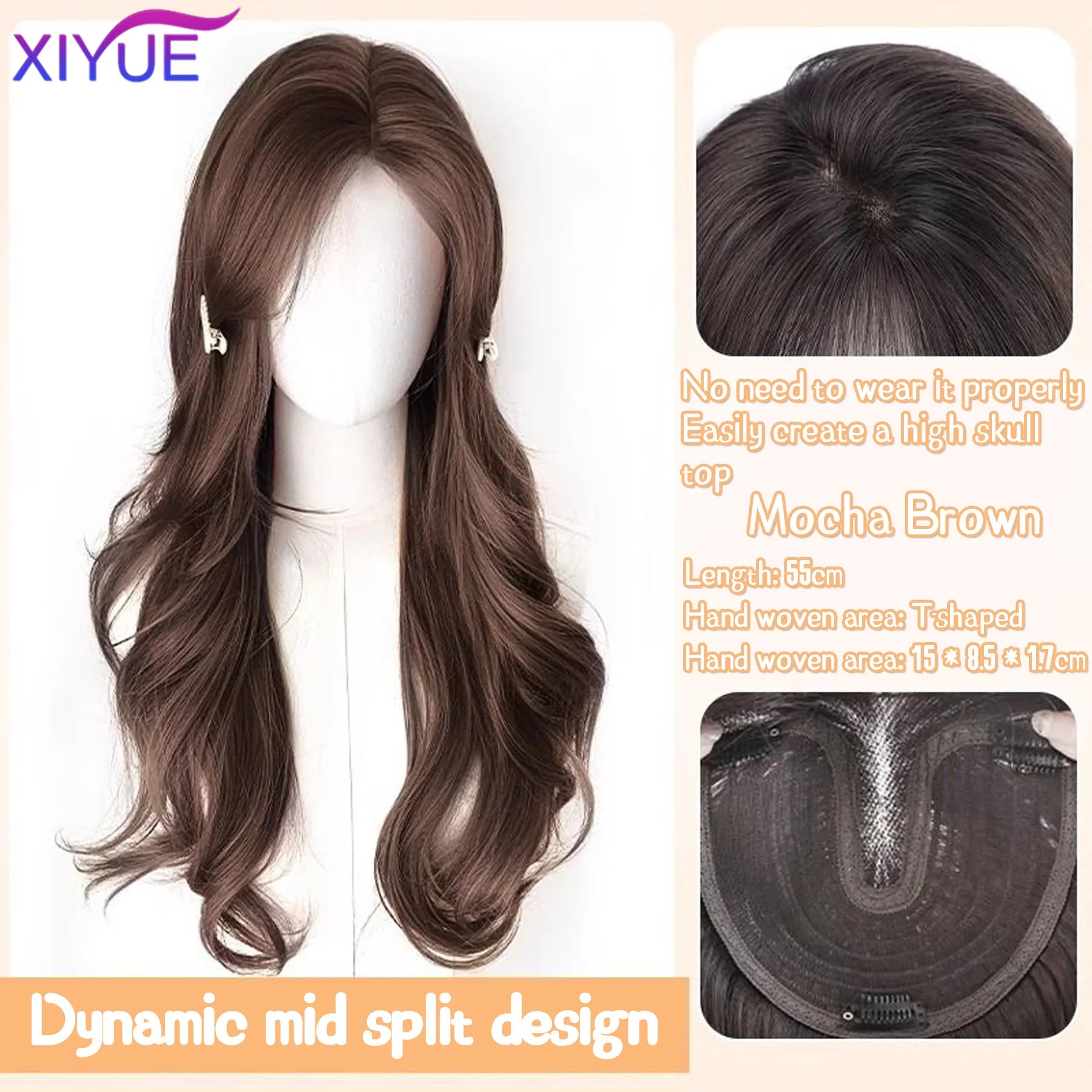 Synthetic Long Straight Layered Wigs Hair Clip in Hair Extensions and Accessories Natural Fluffy Head Top Fake Hair Piece with Bang Clip for Women Wig Daily Use