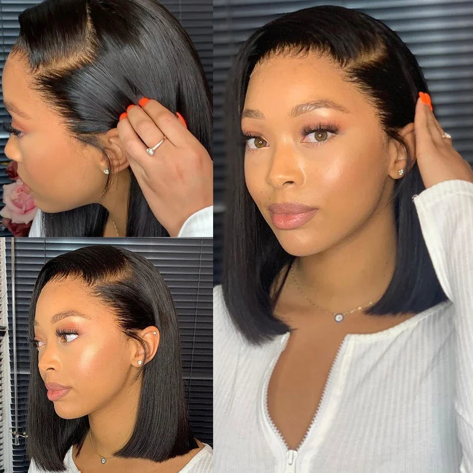 200% Density 13x4 Short Wig Bob Straight Brazilian Remy Hair Wigs HD Transparent Lace Full Lace Frontal Hair Style 4x4 5x5 Closure Wig 2x6 Lace