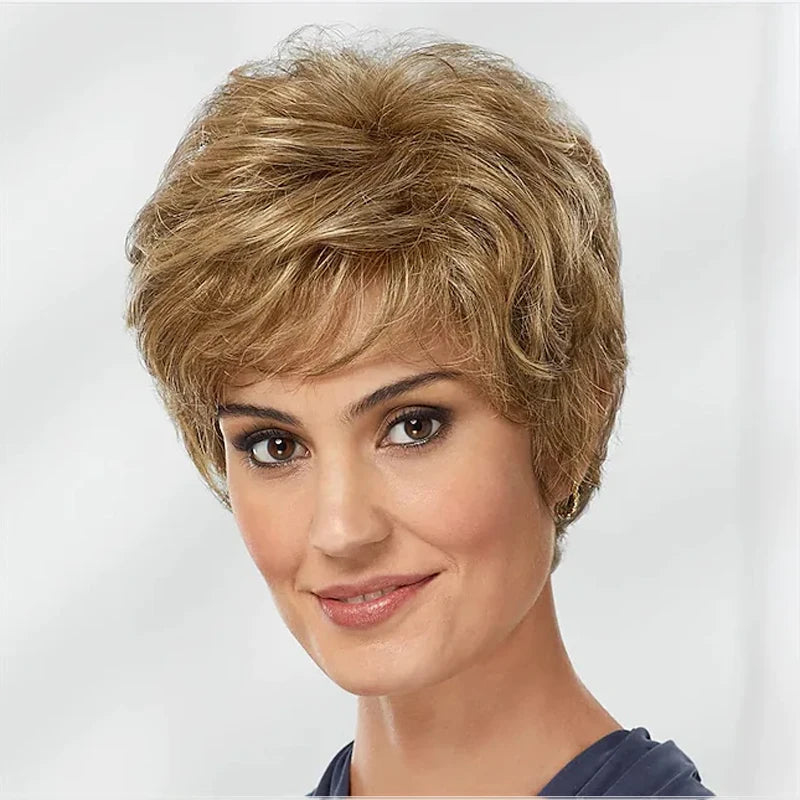 HAIRJOY Synthetic Hair Wigs Women Classic Short Wig Layers Curly Grey Wigs Hair Style for Women
