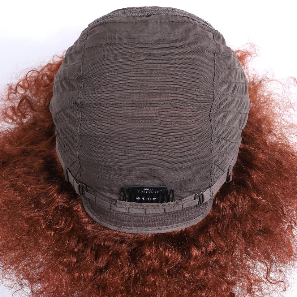Sleek Brown Colored Human Hair Style Wigs For Women 14 Inch Wigs Short Afro Kinky Bulk Wigs 100% Real Brazilian Natural Real Wigs