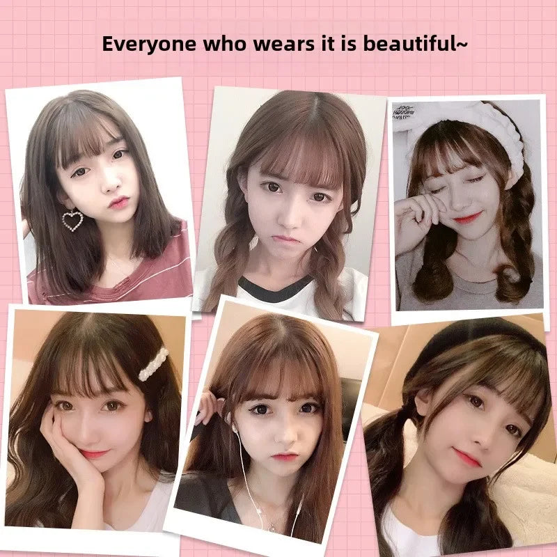 3D Remy Human Hair Wigs Air Bangs For Girl Women Forehead Reissue ONE Clip in Wig Hair Accessories and Extensions Natural Fringe Hairpiece 4 Colors Hair Style