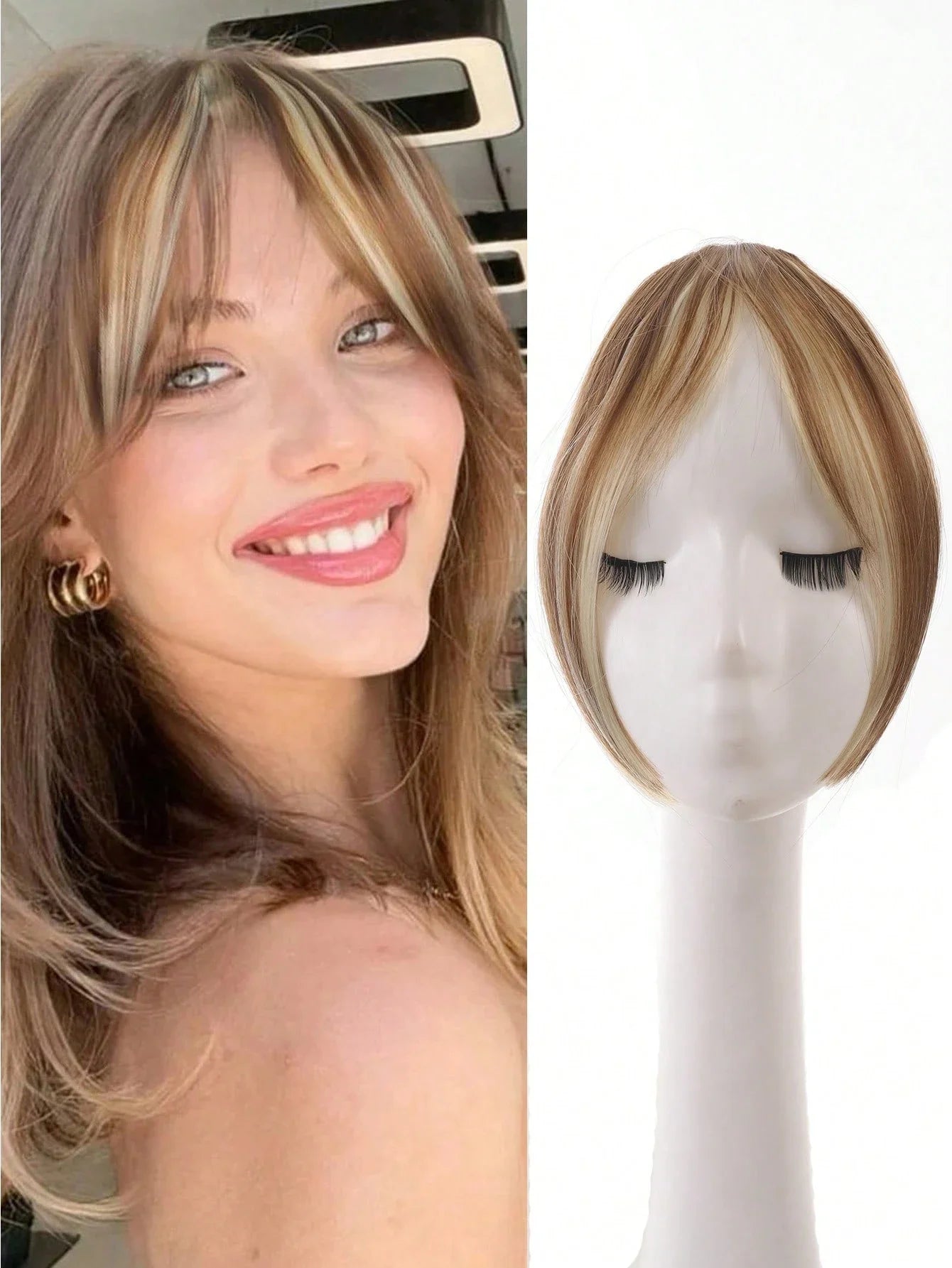 Synthesis Wig Middle-Part Bangs Hair Accessories and Extensions Clip In Forehead Natural Seamless French Oblique Bangs Eight-Character Bangs Hair Wigs within Hair Style