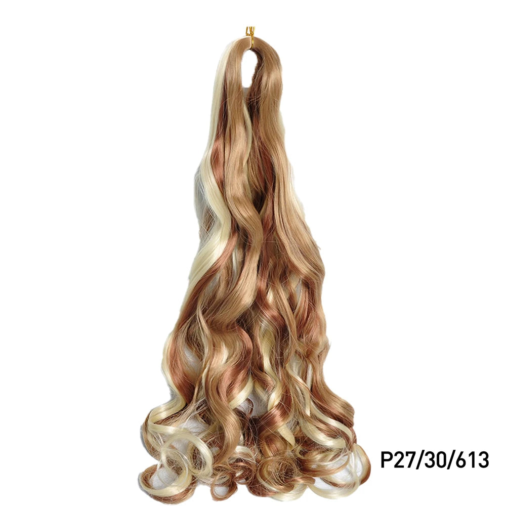 French Curly Braiding Hair Wigs Pre Stretched Bouncy Braiding Wig Hair Easy Braid Curl Braids, Lightweight Synthetic Wavy Hair Accessories and Extensions for Women