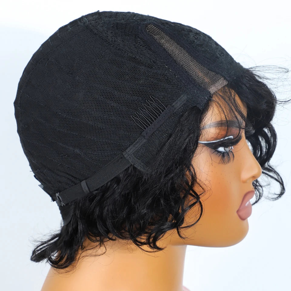 Sleek Bodywave Human Hair Wigs For Women Short Pixie Cut Lace Wig 100% Real Brazilian Body Wave Lace Wigs With Baby Hair Style