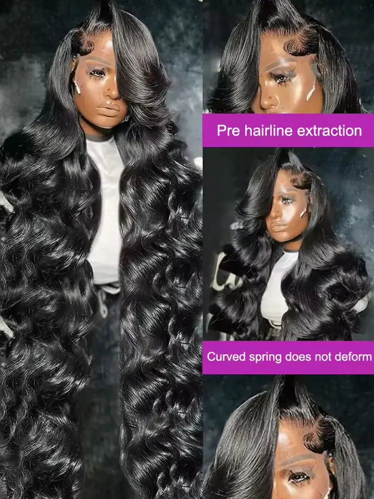 40 42 Inch Body Wave Human Hair Wig 250% Density 13x6 HD Lace Front Human Hair Wigs 5x5 Gluless Lace Closure Wig Preplucked