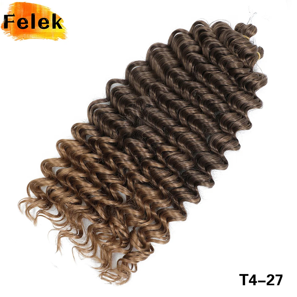 Wig Deep Wave Twist Braiding Hair Extensions and Accessories For Women High Quality Synthetic Crochet Braids Hair 24 Inch Wigs Ombre Bug Brown Afro Curls