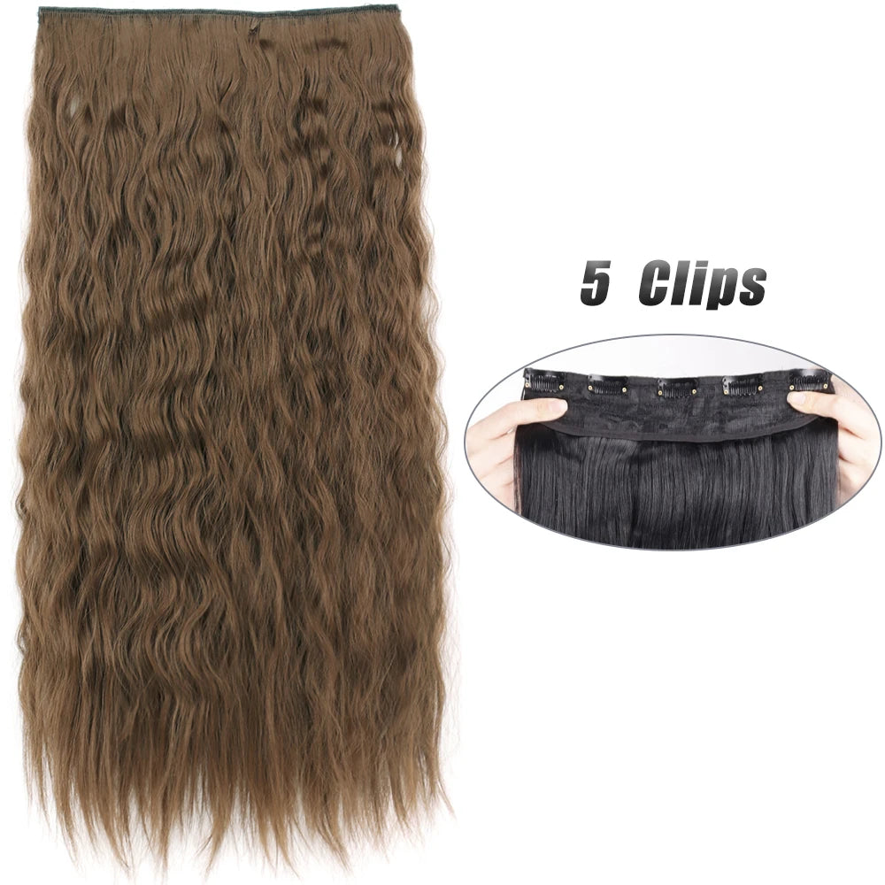 Synthetic Wig 5 Clip In Hair Accessories and Extensions Long Straight Wigs Hair Style Hairpiece Black Brown Blonde 80CM Natural Fake Hair For Women